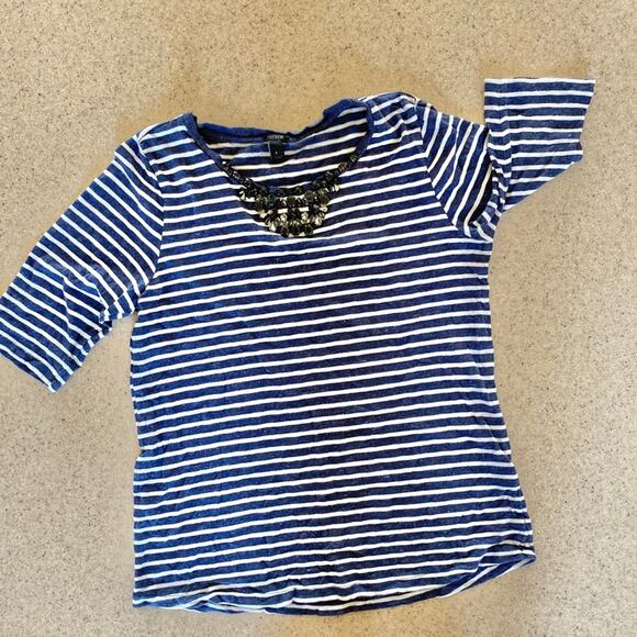 J.Crew Jeweled Striped Painter Tee Shirt Small - Picture 2 of 8